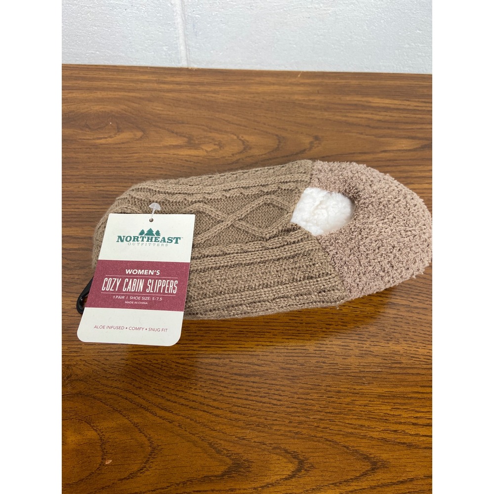 NWT Northeast Cozy Cabin Slippers Aloe‎ Infused Comfy Taupe Women's S/M
